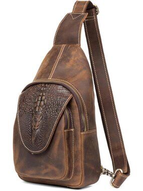 Stylish Genuine Leather Sling Bag for Men & Women - Versatile Crossbody Backpack